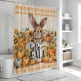 thumbnail image 6 of Thanksgiving Rabbit Shower Curtain, Waterproof Shower Curtains for Bathroom, Fall Pumpkin Sunflower Retro Orange Plaid Washable Fabric Bathtub Curtain Set Bath Decor with 12 Hooks Standard 72"x72", 6 of 8