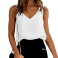 thumbnail image 5 of Topvent Tank Top For Women V Neck Silk Summer Satin Sleeveless Blouse Basic Camisole Shirts White S, 5 of 6