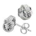 thumbnail image 1 of 14k Gold Shiny And Textured Triple Row Love Knot Stud Earrings, 10mm, 1 of 1