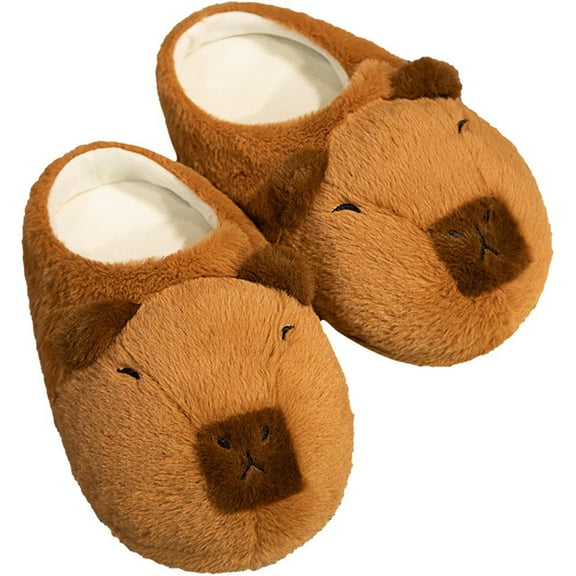 Capybara Slippers, Cute Plush Women Cozy Animals Winter Home Floor Slipper Onesize for Women Men 35-42
