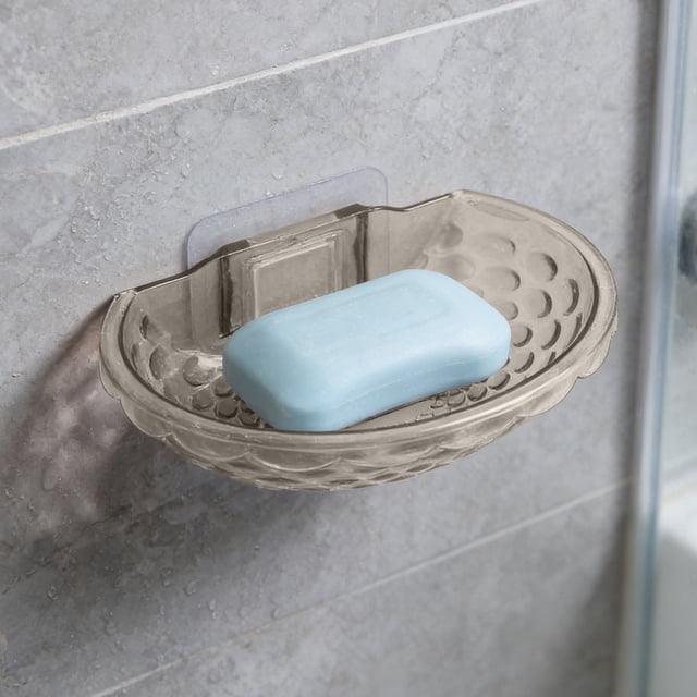 Fufafayo Soap Box Rack Bathroom Soap Box Non Perforated Soap Dish Holder, Adhesive Wall Mounted Soap Tray Organizer for Shower Kitchen Sink, Plastic Draining Soap Container