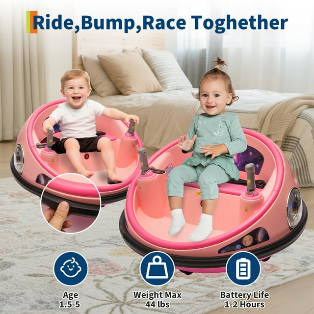 Kojooin Ride On Electric Bumper Car for Kids, 12V 360 Degree Spin Ride On Car with Remote Control