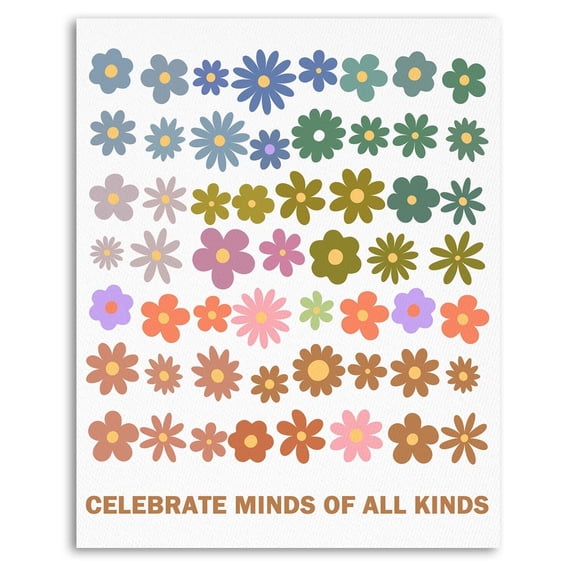 Celebrate Minds of All Kinds Canvas Wall Art Prints, Autism Awareness Decorations, Mental Health Wall Decor, Special Education Classroom Decor, Autism Classroom Must Haves poster