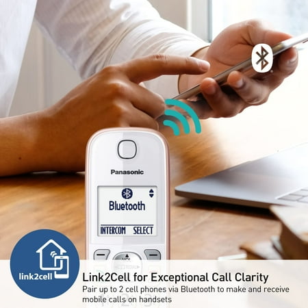 Panasonic - KX-TGD862G Link2Cell DECT 6.0 Expandable Cordless Phone System with Digital Answering System - White/Rose Gold