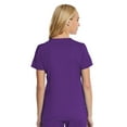 thumbnail image 3 of Elements Women's EL9115 Four Way Stretch Mock Wrap Scrub Top Eggplant Small, 3 of 6