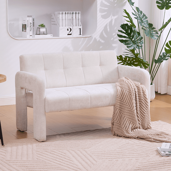 Modern Loveseat Sofa Comfy Upholstered 2-Seater Sofa Small Love Seat Accent Couch for Living Bedroom Leisure Areas