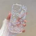 thumbnail image 2 of 3D Butterfly Crystal Bling Glitter Clear Case For iPhone 15 14 Plus 13 12 11 Pro Max X XR XS Max Shining Star Pearl Wave Cover, 2 of 5