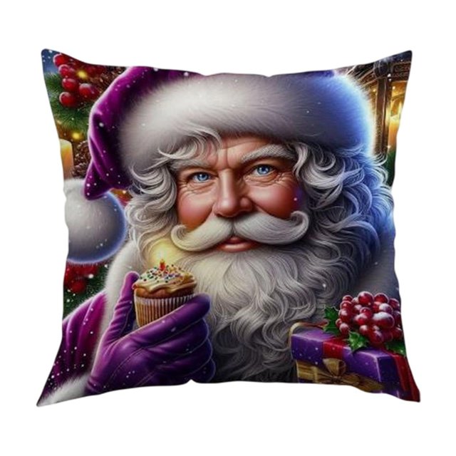Christmas Tree Decor Purple Santa Tree Candle Wreath Pillowcase