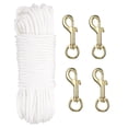 thumbnail image 1 of 100Ft Flag Pole Halyards Rope 1/4" Thick with 4 Pcs Nickel Plated Swivel Flagpoles Clips Hook(Gold), 1 of 5