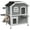 Gray, variant on 2-story Cat House Outdoor, Weatherproof Wooden Cat Enclosure for Feral Cats with Escape Door, Openable Roof, Jumping Platforms, Natural