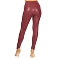 thumbnail image 3 of Moa Collection Women's Casual Stretch High Waist Solid Faux Leather Leggings Pants, 3 of 5