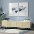 thumbnail image 2 of Atlas 78" x 20" Modern TV Stand Cabinet - White Frame, White Oak Door/Drawers, Black Base, 2 of 8
