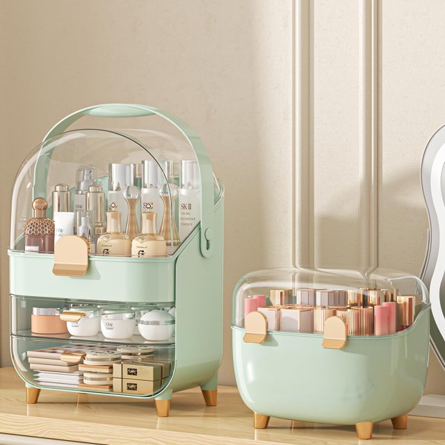 Organizador de maquillaje Soporte para el cuidado de la piel Organizador de mostrador de baño Caja de almacenamiento Vitrinas de cosméticos Regalos para niñas adolescentes Organizadores de maquillaje