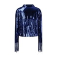 thumbnail image 4 of Tops de Manga Larga de las Mujeres Casual Color Sólido Suelto Lentejuelas Fringe Top Blazer para el Ocio Diario, 4 of 7