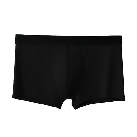 

Fusipu Men Underpants Ice Silk U Convex Plus Size Close Fit Mid Waist Panties for Daily Wear