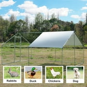 Betisef Medium Metal Chicken Coop Walk-in Poultry Cage Pen Rabbit Duck Habitat Cage Hen Run House with Waterproof&Anti-UV Cover for Outdoor Backyard Farm Use w/pointed roof (13.12’ L×9.84’ W)