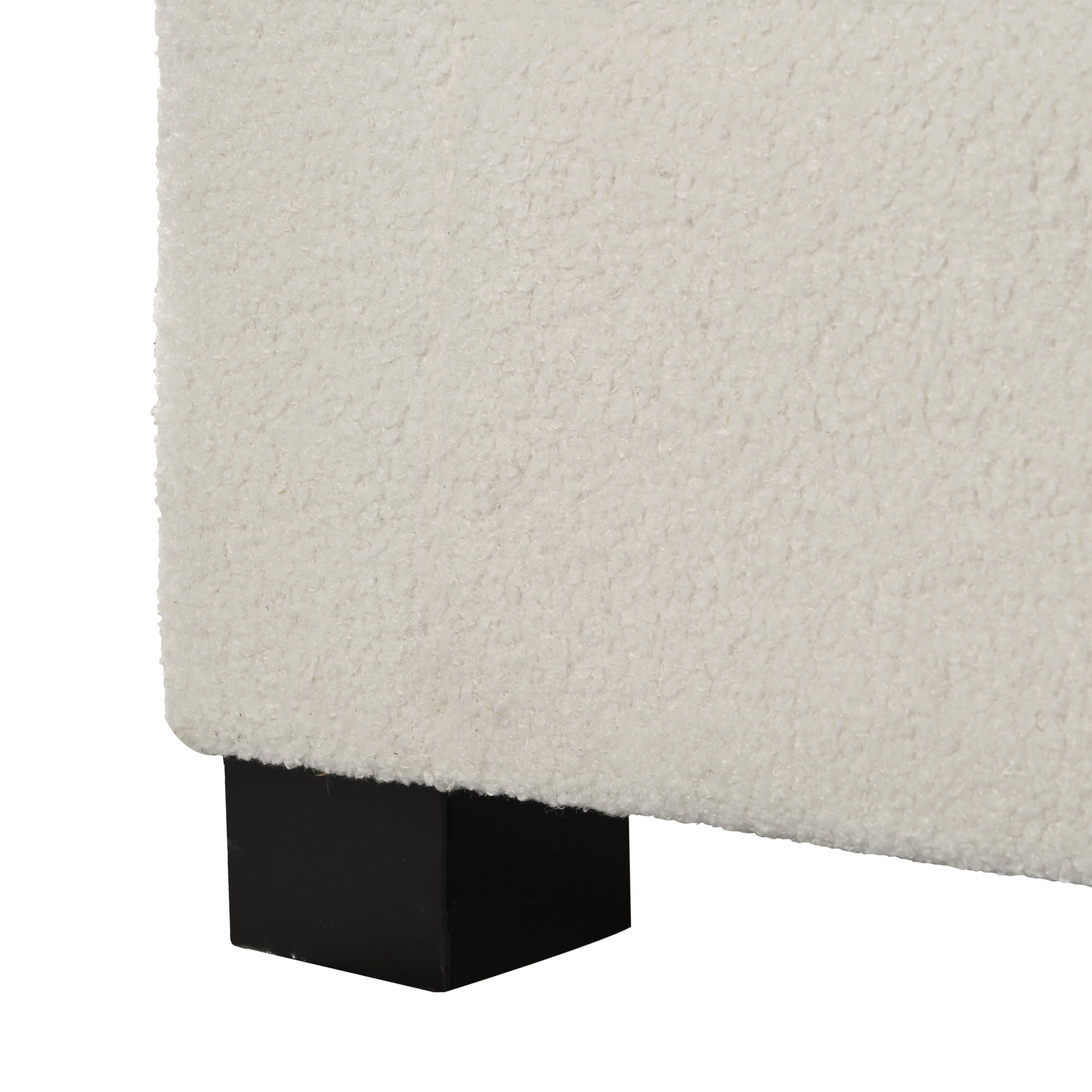 Christopher Knight Home Luxury Boucle Upholstered Storage Ottoman, Solid Wood Legs, Flip-Top Lid, White
