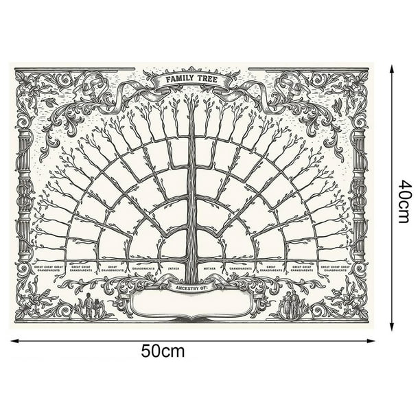 Cuadro de abanico de árbol genealógico de 5 generaciones diagrama de árbol familiar arte de pared Vintage póster de lienzo imagen genealógica de ancestros Arte de la ANGGREK Otros