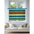 thumbnail image 4 of Sheer Curtains 45 Inch Length, Mexican Stripes Semi Sheer Curtains Light Filtering Window Treatment, Colorful Striped Mexican Fiesta Theme Privacy Voile Drapes for Living Room Bedroom 52x45 Inch, 4 of 7