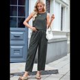 thumbnail image 4 of Conjunto de 2 Piezas de Cuadros para Mujer, para Vacaciones en la Playa, Verano, Camiseta Sin Mangas, Pantalones y Traje. Verde L, 4 of 10