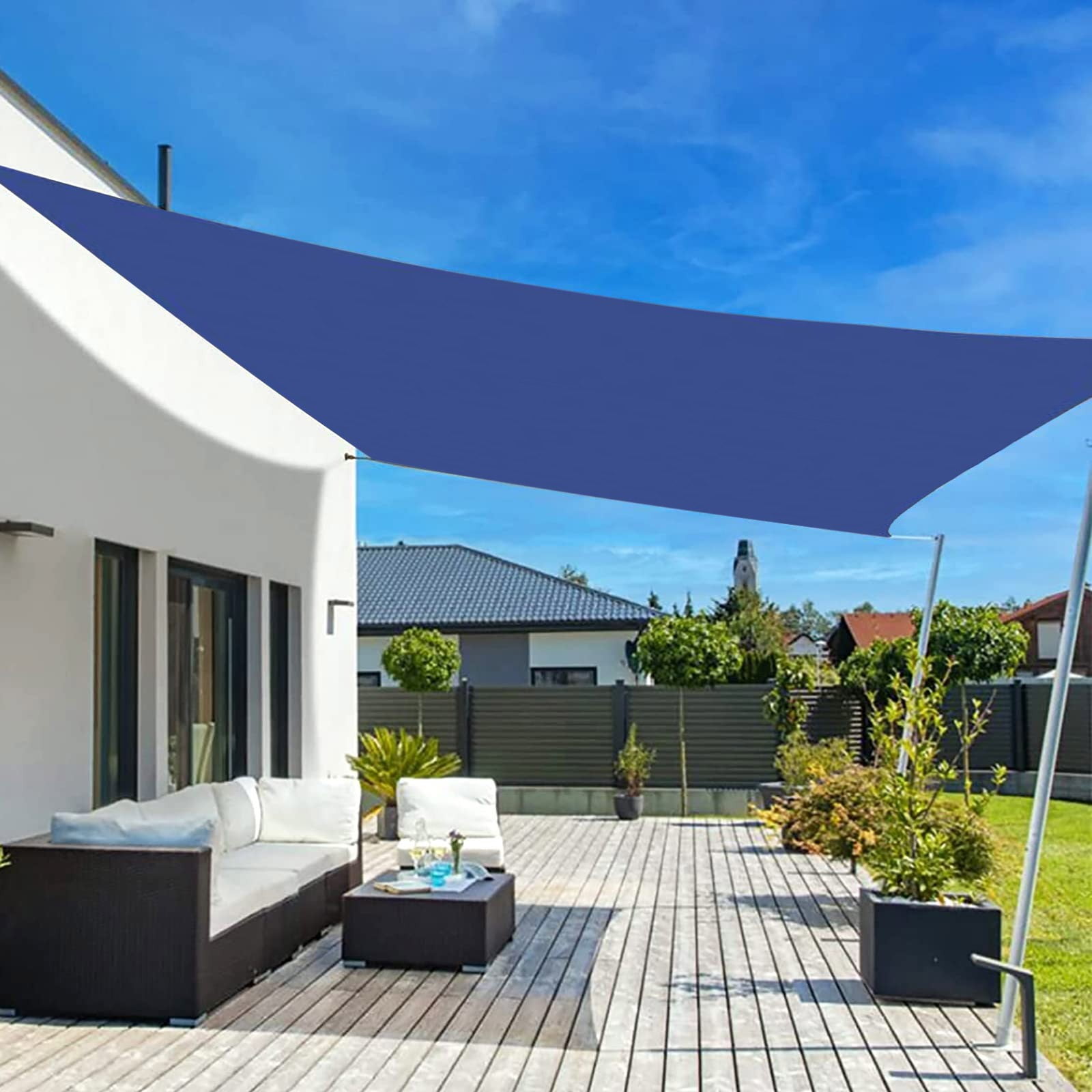 HBBKVI Sun Shade Cloth 79" × 79", Awning for Outdoor Swimming Pool Garden, UV Protection Sun Shade Sail Blue