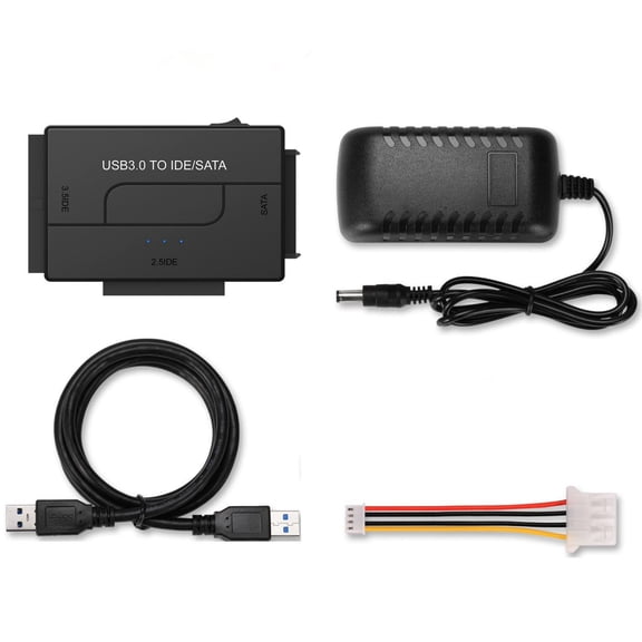 ENTSASMO Black USB 3.0 to SATA IDE Hard Drive Reader External Hard Drive Ultra Recovery Converter Universal Hard Drive Adapter Kit for 2.5/3.5 HDD/SSD Hard Drive Disk, Include 12V/2A Power Adapter