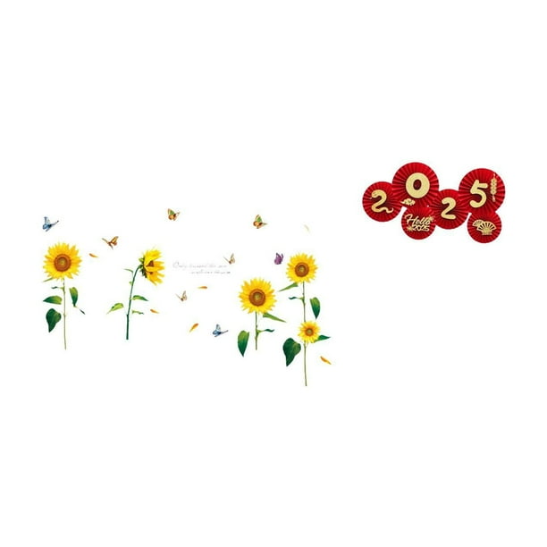 Pegatinas De Pared, Calcomanías, Decoración DIY, Arte Del Hogar, Papel Tapiz Decorativo Para Sala De Estar, Comedor, Adorno De Bendición De Abanico De Papel De Año Nuevo Chino, Diseño De