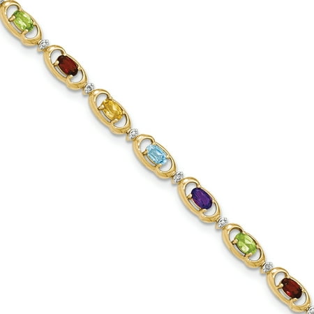 gold bracelet gemstone 14k agate scottish rainbow diamond inch yellow bracelets antique