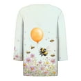 thumbnail image 5 of CYMMPU Summer Trendy Shirts 3/4 Sleeve V Neck Tunic Tops Bee Printed Blouses for Women Dressy Casual Spring Tops Loose Fit Business Elegant Work Tops T-Shirts Multicolor L, 5 of 5