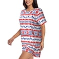 thumbnail image 2 of Rateoe red blue Snow Mountain Pattern Women's Short-Sleeved Pajama Set - 2 Piece Soft and Lightweight Sleepwear Set-X-Large, 2 of 7