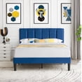 thumbnail image 2 of VECELO Twin/Full/Queen Upholstered Bed Frame with Adjustable Headboard, No Box Spring Needed/Easy Assembly, Dark Blue, 2 of 8