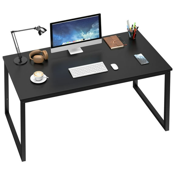 HOWEN Computer Desk 47-inch, Modern Simple Style Writing Desk PC Table for Home Office in Black, Sturdy Workstation with Large Monitor Surface