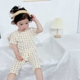 thumbnail image 2 of KAUOD Toddler Girls Polka Dot Summer Outfits Soft Short Sleeve Shirt Pants Set Lightweight Trendy Casual Comfy Clothes, 2 of 4