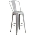 thumbnail image 2 of 23.75'' Square Silver Metal Indoor-Outdoor Bar Table Set with 2 Stools with Backs, 2 of 5