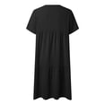 thumbnail image 5 of Kcodviy Robe Femme Décontractée Robe Unie pour l'Été Couleur Manches Courtes V Robe Midi d'Été pour Femmes Col Couture Robe Ample, 5 of 5