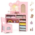 thumbnail image 1 of Costway Kids Vanity with Lights with 5 Drawers & 2 Compartments, Single-door Cabinet Pink, 1 of 10