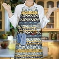 thumbnail image 6 of Blue Pioneer Flower Striped Pattern Apron-Garden Aprons for Women with Pockets-Cotton Linen Waterproof Kitchen Cooking Gardening Aprons Adjustable for Kitchen,Cooking,BBQ and Salon 33x27 Inch, 6 of 7