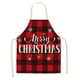 thumbnail image 1 of Delantales de cocina navideños. Delantales a cuadros negros y rojos. Delantal de cocina ajustable a cuadros. Delantal navideño para barbacoa con copos de nieve..., 1 of 1