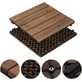 thumbnail image 5 of SAZYY 27-Piece Premium Fir Wood Outdoor Flooring for Garden Poolside & Indoor Spaces – Easy Install Non-Slip Weather-Resistant Modular Deck Tiles, Brown, 5 of 18