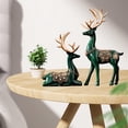 thumbnail image 4 of 2 figuras de ciervo, esculturas de reno, adornos de mesa, regalos, pareja de animales, alce Verde, 4 of 9