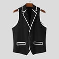 thumbnail image 4 of Men's Contrast Trim Vest Formal Casual Slim Fit Business Wedding Black L, 4 of 9