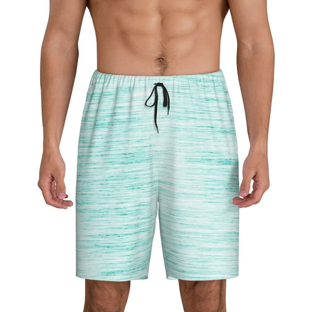 Balery Blue Bright Pantalones cortos de pijama de punto de algodón para hombre con cinturilla y bolsillos-4X-Large