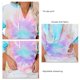 thumbnail image 4 of Sudadera con capucha para mujer, informal, de manga larga, con cuello en V, estampado Tie Dye, con cordón, jersey para la vida diaria, morado, azul, XL, 4 of 5