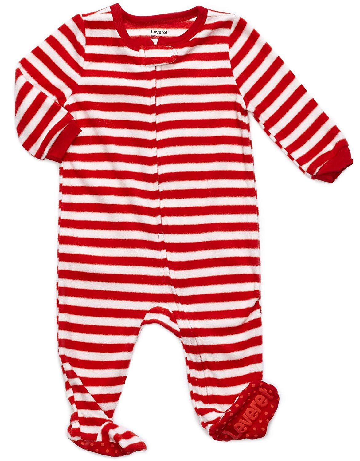 Leveret Baby Boys Girls Christmas Red & White Striped Footed Pajamas 6M-5Y 