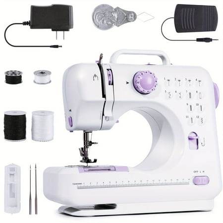 Portable Electric Sewing Machine Pro with 12 Stitches Patterns, Adjustable Speed, Overlock, Sewing Machine Parents, Beginners, Hobbyists, Lightweight, Easy to Use, Perfect for Repair, DIY, Crafting.