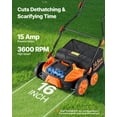 thumbnail image 4 of 2-in-1 Electric Dethatcher and Scarifier, 16-Inch 15 Amp, Corded Lawn Dethatcher with 14.5-Gallon Thatch Collection Bag, 5-Position Depth Adjustment, Walk Behind Machine for Garden Yard Grass, 4 of 7