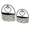 thumbnail image 2 of Large & Small Galvanized Metal Rustic White Wall Pocket Planters Heart Hanging Decor Set of 2, 2 of 5