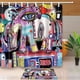 thumbnail image 1 of Arte de Pared ABPHQTO Graffiti Pintura Digital Elefante Cortina de Ducha 160x180 cm con Felpudo 40x60 cm, 1 of 1