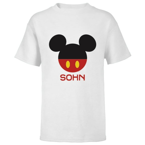 Disney Mickey Mouse Red Shorts Icon Sohn Family German- Short Sleeve T-Shirt for Kids - Customized-White