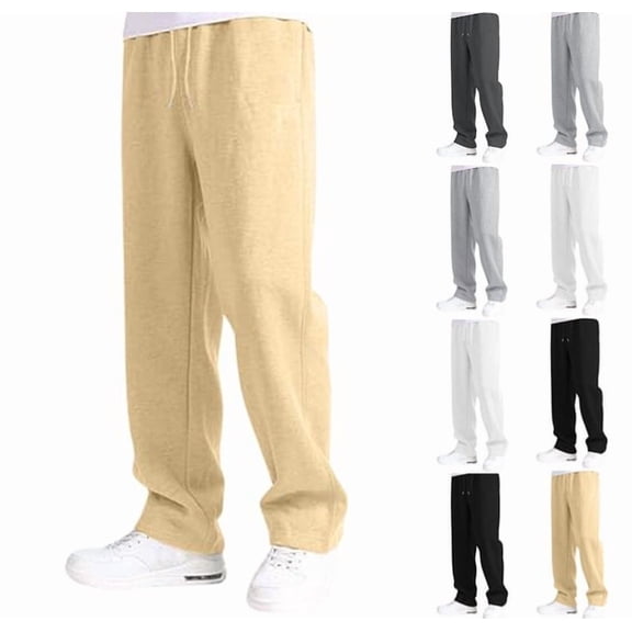 Wide Leg Baggy Cargo Sweatpants for Boys Elastic Waist Pants Open Bottom Straight Work Athletic Joggers Pants Khaki XL
